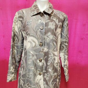 #242 Chico's Grey Cream-Colored Button-Down Dress Shirt Size 3 (16)